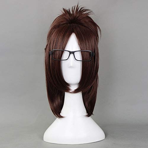 Angriff auf Titan Hange Zoe 40cm kurze gerade Cosplay Perücken für Frauen weibliches Kunsthaar Anime Universal für Party Brown + Perückenkappe Einheitsgröße wie auf dem Bild von GJBXP
