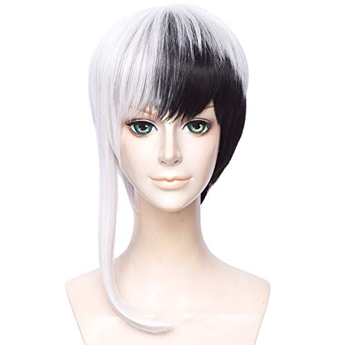 Anime Dr.Stone Cosplay Asagiri Gen Schwarz Weiß Hitzebeständige Faser Herren Synthetisches Haar Kostüm Cosplay Perücke Anime Dr.Stone Cosplay Asagiri Gen Schwarz Weiß Hitzebeständige Faser Herren Synthetisches Haar Kostüm Cosplay Perücke von GJBXP
