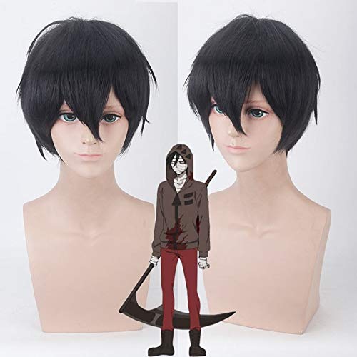 Anime Engel des Todes Zack Isaac Foster Cosplay Perücke für Männer Jungen Kurze gerade Perücken Halloween-Party Synthetische Zack schwarze Haare One Size PL-043 Zack Perücke von GJBXP