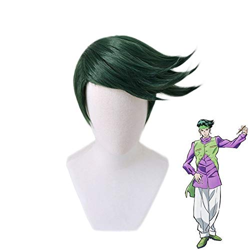 Anime JOJOs bizarres Abenteuer Rohan Kishibe Grüne kurze Perücke Cosplay Kostüm Hitzebeständiges Kunsthaar Männer Frauen Perücken von GJBXP