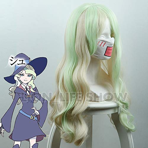Anime Little Witch Academia Cosplay Perücke hellgrün lange Haare Mädchen Diana Cavendish Perücken + Perücke Cap One Size As Bild von GJBXP