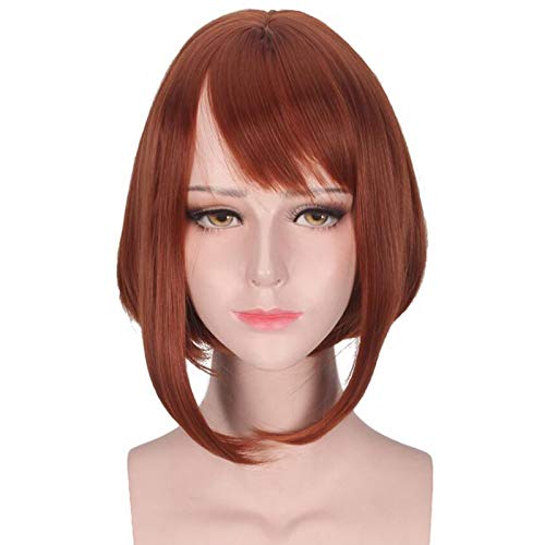 Anime My Hero Academy Ochako Uraraka Kurze Bobby Brown Hitzebeständige Cosplay Perücke + Mütze + Schlüsselbund Perücke von GJBXP