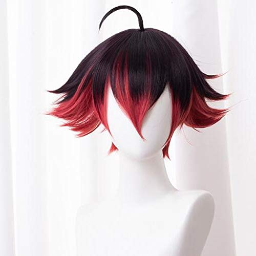 Anime PROMARE Gueira Kurze Perücke Cosplay Kostüm Hitzebeständiges Kunsthaar Männer Frauen Perücken + Perückenkappe One Size Red Black von GJBXP