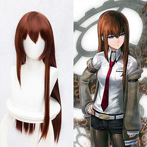 Anime Steins Gate Makise Kurisu Christina Assistentin Auburn Straight 80cm lang Straight Synthetic Hair Cosplay Perücke + Perücke Cap von GJBXP