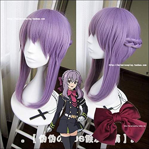 Biamoxer Owari kein Seraph des Endes Shinoa Hiragi Cosplay Perücken Lila Haare Hitzebeständige Cosplay Kostüm Perücke One Size Red von GJBXP