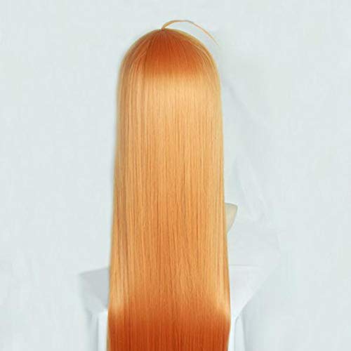Biamoxer P5 90cm Persona 5 Futaba Sakura Cosplay Perücken Lang Gerade Orange Hitzebeständig Anime Cosplay Kostüm Perücke Nur eine Größe Perücke von GJBXP