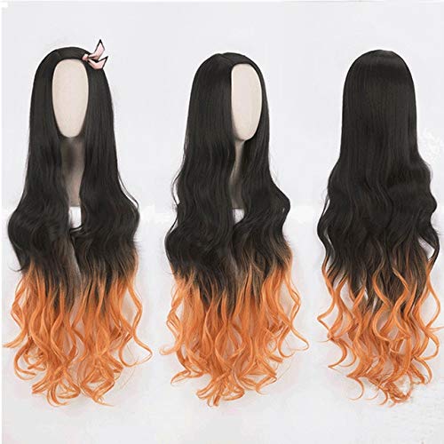 Dämonentöter Kimetsu Nein Yaiba Nezuko Tanjirou Agatsuma Zenitsu Tomioka Giyuu Inosuke Cosplay Perücken Ohrringe Maske 03 von GJBXP