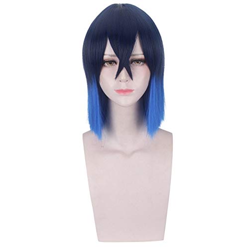 Dämonentöter: Kimetsu No Yaiba Hashibira Inosuke Cosplay Perücken 35cm kurze gerade Anime Perücke Synthetische Perücke Marineblau Halloween Dämonentöter Kimets Hashibira Inosuke von GJBXP
