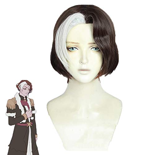 Ff14 Ffxiv Emet-Selch Brown Silver Short Curly Styled Heat Resistant Synthetic Hair Cosplay Wig + Wig Cap von GJBXP