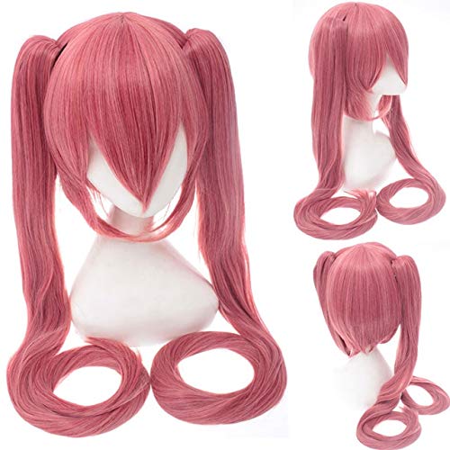 GJBXP 120 Cm Hatsune Miku Synthetische Cosplay Perücke Gerade Weiß Blau Anime Haar Halloween Kostüm Frauen Perücken Mit Doppel Clip Pferdeschwänze 03 von GJBXP