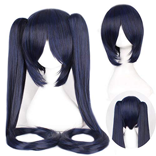 GJBXP 120 Cm Hatsune Miku Synthetische Cosplay Perücke Gerade Weiß Blau Anime Haar Halloween Kostüm Frauen Perücken Mit Doppel Clip Pferdeschwänze 09 von GJBXP