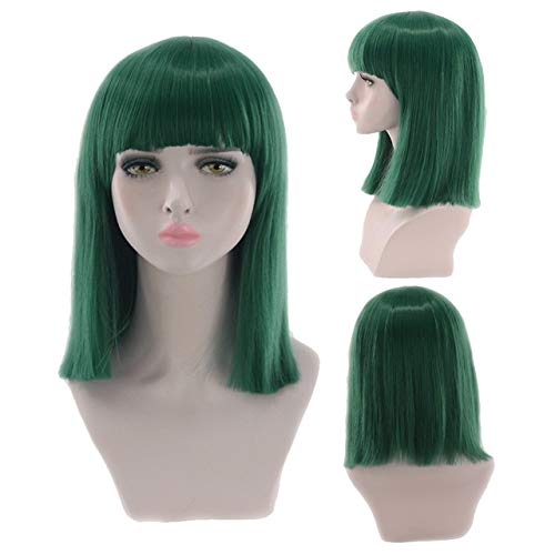GJBXP 14 zoll Gerade Schwarz Weiß Rosa Rot Blau Kurze Bob Perücken Für Frauen Kunsthaar Anime Cosplay Party Perücke Mit Pony 8 Farben Grün GJBXP 14 zoll Gerade Schwarz Weiß Rosa Rot Blau Kurze Bob Perücken Für Frauen Kunsthaar Anime Cosplay Party Perücke Mit Pony 8 Farben Grün von GJBXP