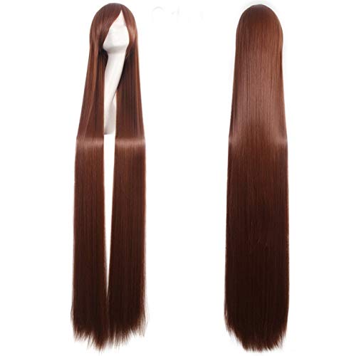 GJBXP 150 cm Super Lange Gerade Perücke Schwarz Blond Weiß Blau Rot Blond Anime Cosplay Perücken Für Frauen Halloween Kostüm Synthetische Haar brown01 von GJBXP