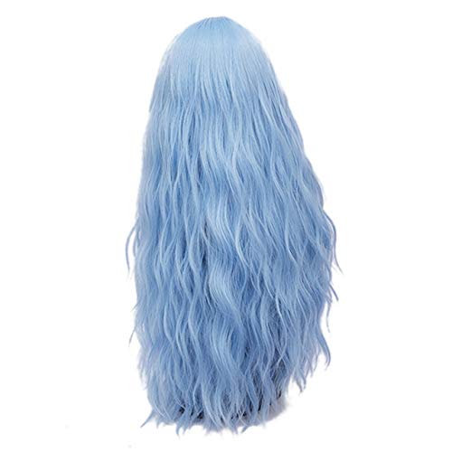 GJBXP 28 zoll Lange Lockige Blau Blond Grün Rosa Perücke Synthetische Natürliche Haar Anime Cosplay Halloween Kostüm Party Perücken Für Frauen blau 2 von GJBXP