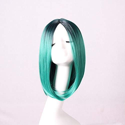 GJBXP 30 cm Mittelteil Gerade Kurze Schwarze Blonde Ombre Perücke Cosplay Anime Kunsthaar Halloween Kostüm Party Perücken Für Frauen 10 von GJBXP