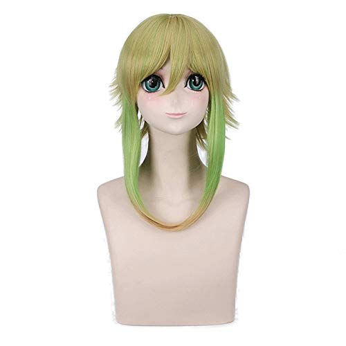 GJBXP 40 cm Vocaloid Gumi Flauschige Cosplay Perücke Grün Gelb Ombre Haar Perücken Für Frauen Hitzebeständige Kunstfaser 4 Modelle gelb grün ombre von GJBXP