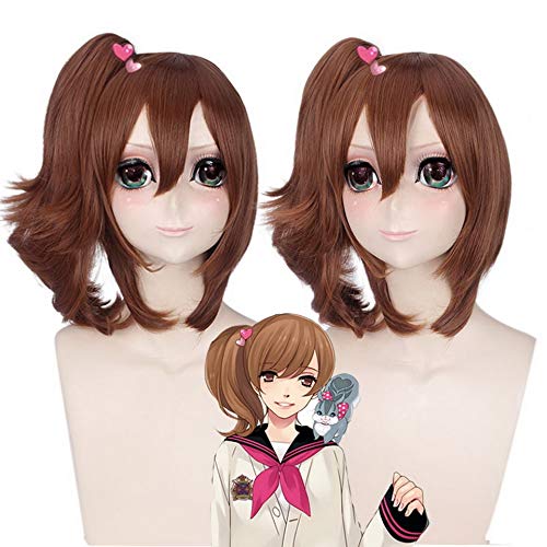GJBXP Anime Brothers Konflikt Asahina Ema Brown Cosplay Perücke Mit Pferdeschwanz Synthetische Wellenförmige Kurze Haare Perücken Für Frauen 35 cm von GJBXP