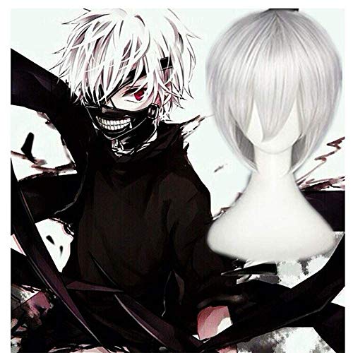 GJBXP Anime Cos Perücke Tokyo Ghoul Silber Weiß Männer kurze Haare Cosplay Perücke von GJBXP