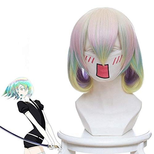 GJBXP Anime Land Der Glänzenden Roten Zinnober Gelben Diamanten Grüne Jade Phosphophyllite Perücke Houseki Keine Kuni Cosplay Perücken Schwarzes Haar Multi von GJBXP