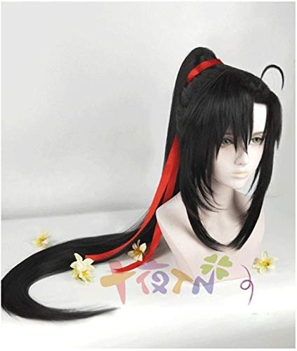 GJBXP Biamoxer 7 Stile Grandmaster Of Demonic Cultivation Wei Wuxian Stil Schwarz Lange Cosplay Perücke Rot Stirnband Free Style 1 von GJBXP