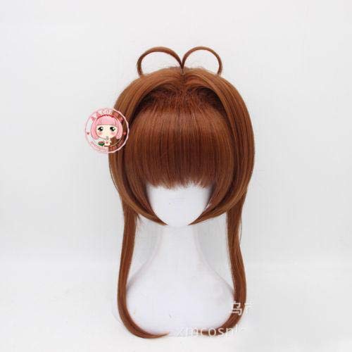 GJBXP Biamoxer Card Captor Sakura Klare Karte Kinomoto Sakura Blond Braun Cosplay Perücke Party Perücken Cosplay Volle Perücke Freie Kappe Braun von GJBXP