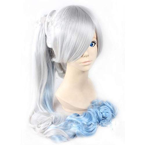 GJBXP Biamoxer Rwby Ruby Rose Cosplay Perücken Weiss Schnee Blake Belladonna Yang Xiao Lange Perücke Rot Weiß Schwarz Gelb Cosplay Haar Perücke Weiß von GJBXP