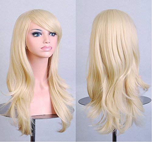 GJBXP Cos Anime Perücke Perücke langes lockiges Haar Cosplay Farbe Bühne Haube 25 Zoll, gelb Pale Gold GJBXP Cos Anime Perücke Perücke langes lockiges Haar Cosplay Farbe Bühne Haube 25 Zoll, gelb Pale Gold von GJBXP