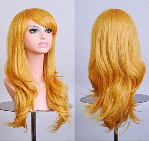 GJBXP Cos Anime Perücke Perücke langes lockiges Haar Cosplay Farbe Bühne Haube 25 Zoll, gelb gelb GJBXP Cos Anime Perücke Perücke langes lockiges Haar Cosplay Farbe Bühne Haube 25 Zoll, gelb gelb von GJBXP