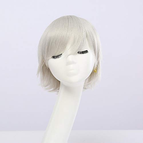 GJBXP Fahion Günstige Synthetische Kurze Herrenperücke Weiß Lila Blau Gelb Schwarz Silber Grau Grün Rot Anime Cosplay Perücken Für Party 30 cm silber GJBXP Fahion Günstige Synthetische Kurze Herrenperücke Weiß Lila Blau Gelb Schwarz Silber Grau Grün Rot Anime Cosplay Perücken Für Party 30 cm silber von GJBXP