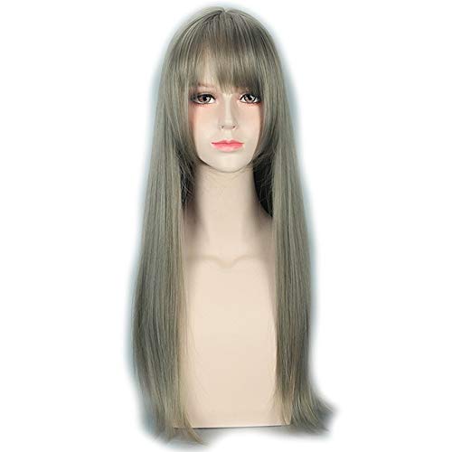 GJBXP Fashion Günstige Mix Grau Lange Gerade Harajuku Lolita Haar Perücken Für Frauen Anime Cosplay Halloween Party Perücke Mit Bang PL-108 von GJBXP