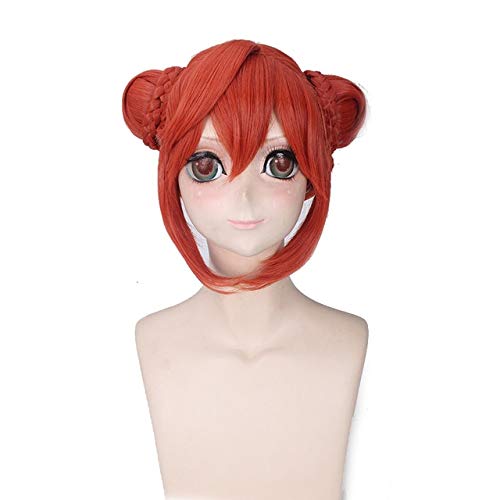 GJBXP GINTAMA Kagura Orange Rot Kurze Cosplay Perücke Mit Chignon Hitzebeständige Kunsthaarperücken Für Frauen Halloween Kostüme PL-093 von GJBXP
