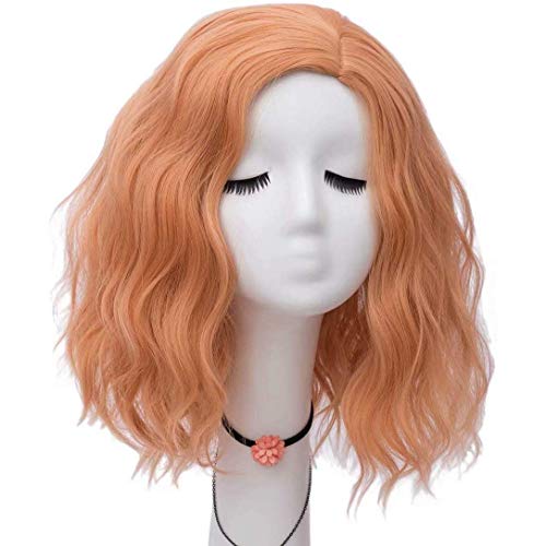 GJBXP Haarteile 40cm Kurzes Seitenteil Natürliche Welle Orange-Pink Täglicher Karneval Anime Convention Cosplay Perücke von GJBXP