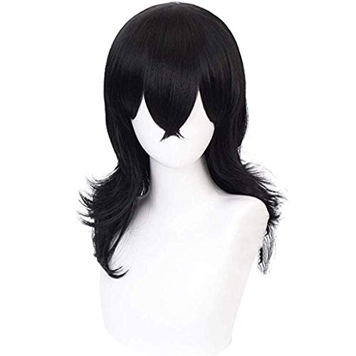 GJBXP Haarteile Anime Cosplay Perücke Neuheit Schwarz Hochtemperatur Seide Juvenile Anti-Warping Perücke Anime Fans Geschenk, 45 CM von GJBXP