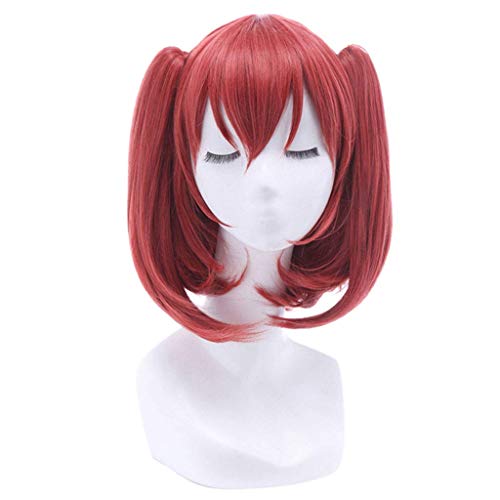GJBXP Haarteile Anime Cosplay Rose Net Perücken mit 100% Hochtemperaturbeständige Faser Rot Lange Gerade Doppel Geflecht Haar 20 zoll von GJBXP