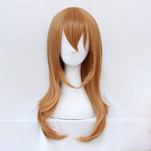 GJBXP Haarteile Anime Cosplay Rose Net Perücken mit Pony 100% Hochtemperaturbeständige Faser Leinen Farbe Lange Glatte Haare 26 zoll Pflegewerkzeuge von GJBXP
