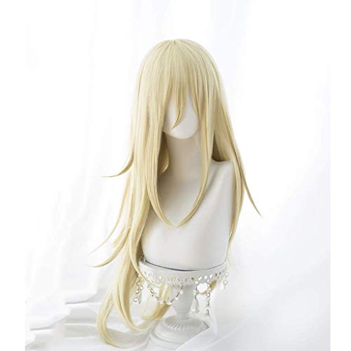 GJBXP Haarteile Engel des Todes Anime Cosplay Rose Net Perücken hochtemperaturbeständige Faser lange glatte Haare gelb 31,5 Zoll von GJBXP