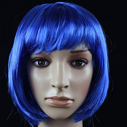 GJBXP Haarteile Party Ball Perücke Haar Set Student BOBO Haar Nicht Mainstream Welle Kopf Cosplay Blau von GJBXP
