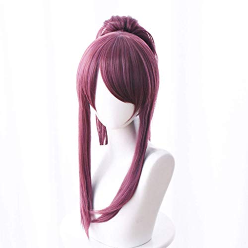 GJBXP Haarteile Spiel Cosplay Rose Net Perücken mit Pony 100% hochtemperaturbeständige Faser Dark Purple Short Glattes Haar 18 Zoll von GJBXP