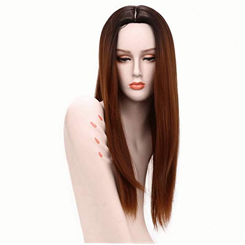 GJBXP Hohe Qualität 26 zoll Gerade Lange Schwarz Grau Ombre Perücke Kunsthaar Mittelteil Natürliche Anime Cosplay Perücken Für Frauen brown ombre GJBXP Hohe Qualität 26 zoll Gerade Lange Schwarz Grau Ombre Perücke Kunsthaar Mittelteil Natürliche Anime Cosplay Perücken Für Frauen brown ombre von GJBXP