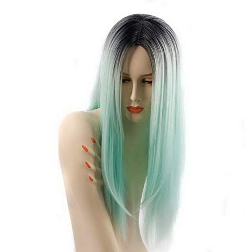 GJBXP Hohe Qualität 26 zoll Gerade Lange Schwarz Grau Ombre Perücke Kunsthaar Mittelteil Natürliche Anime Cosplay Perücken Für Frauen schwarz grün GJBXP Hohe Qualität 26 zoll Gerade Lange Schwarz Grau Ombre Perücke Kunsthaar Mittelteil Natürliche Anime Cosplay Perücken Für Frauen schwarz grün von GJBXP