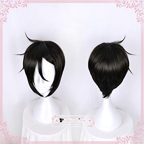 GJBXP Kuroshitsuji Phantomhive Sebastian Michaelis Cosplay Perücke Anime Black Butler Ciel Short Schwarz Grün Glattes Haar Schwarz von GJBXP