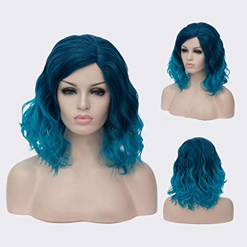 GJBXP Kurze Bob Wellige Lockige Perücke Rosa Ombre Perücken für Mädchen Hitzebeständige Kunstfaser Harajuku Cosplay Haar 14 zoll und 21 Farben Om-832 von GJBXP