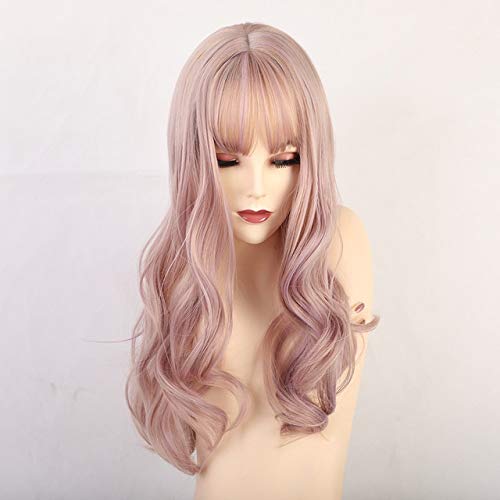 GJBXP Lange Synthetische Perücken Mit Pony Mixed Blonde Braun Natürliche Welle Perücken Für Weiße Frauen Cosplay Perücken Hitzebeständige Faser Perücken Lc198-3 von GJBXP