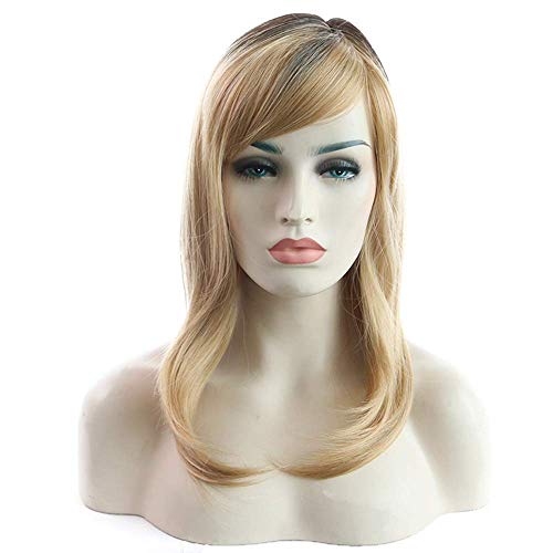 GJBXP Lange Welle Lockige Helle Blonde Ombre Cosplay Perücken Hitzebeständige Kunstfaser Two Tone Haar Echte Natürliche für Frauen 22 Zoll von GJBXP
