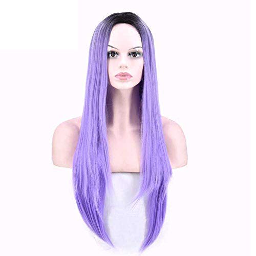 GJBXP Mode Cosplay schwarz lila Farbverlauf lange gerade weibliche Perücke Cosplay von GJBXP