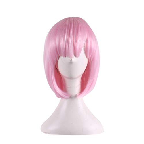GJBXP Re: Leben in einer anderen Welt Anime Blau Rosa Kurze Bob Perücken Für Frauen Kunsthaar Halloween Kostüm Cosplay Perücke + Perücke Kappe Rosa von GJBXP