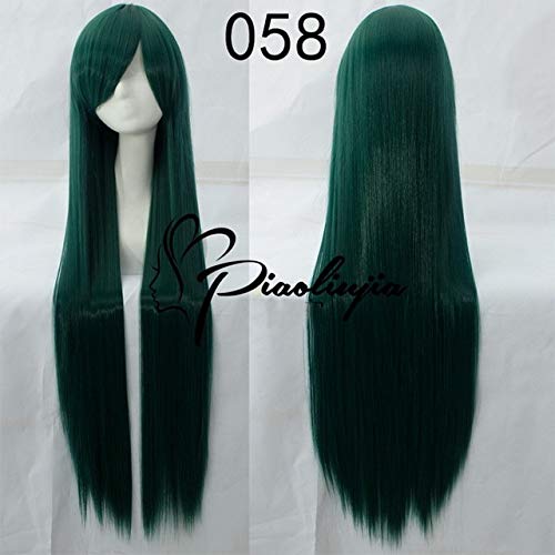 GJBXP Rose Net 100 cm Lange Gerade Anime Cosplay Perücke Kostüm Kunsthaar Blau Orange Lila Grau Blau Silber Weiß Frau Perücken + Kappe 030 von GJBXP