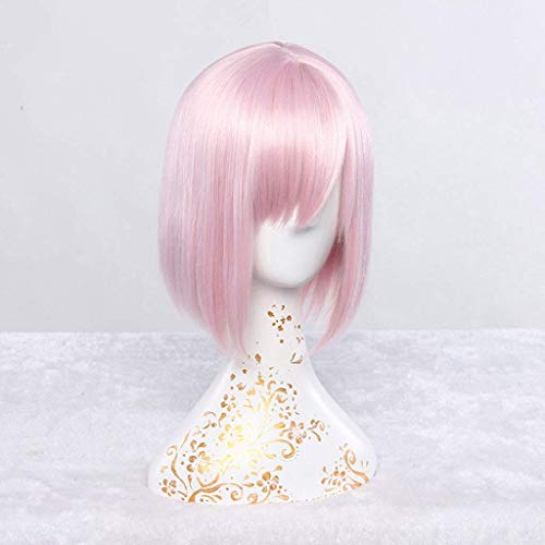 GJBXP Schicksal/Grand Order Anime Cosplay Rose Net Perücken mit Pony 100% hochtemperaturbeständige Faser Ombre Pink kurze glatte Haare 14 Zoll von GJBXP