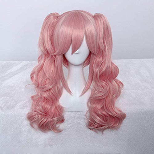 GJBXP Schicksal/Grand Order Anime Cosplay Rose Net Perücken mit Pony 100% hochtemperaturbeständige Faser Rosa lange gerade Double Tail Haar 18 Zoll von GJBXP
