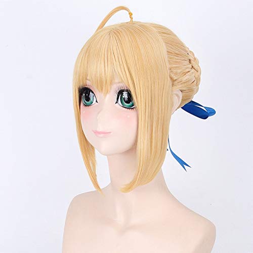GJBXP Schicksal Bleiben Nacht Arturia Pendragon Säbel Cosplay Perücke Blond Grau Stil Hochsteckfrisur Anime Kostüm Volle Perücken Für Party 3 Farben blond von GJBXP